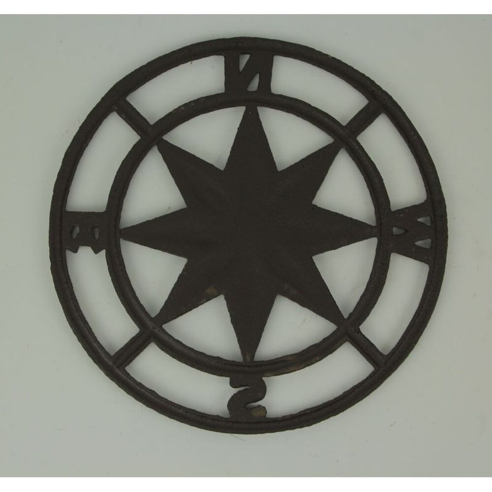 Brown Cast Iron Nautical Compass Rose Indoor/Outdoor Wall Hanging - Picture 3 of 3